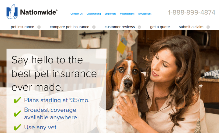 Nationwide Pet Insurance homepage