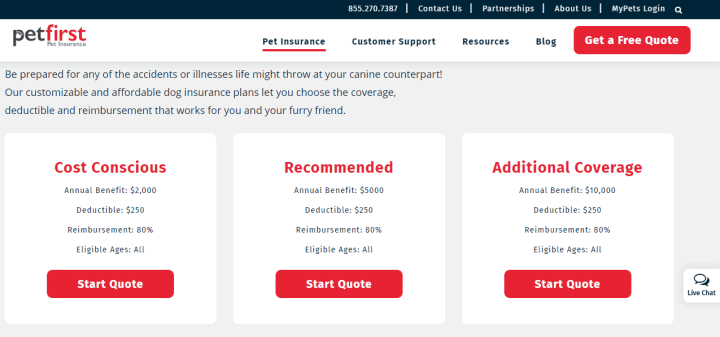 Dog insurance plans with PetFirst