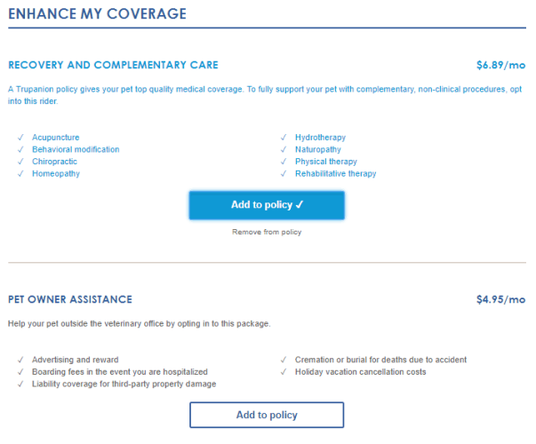 Optional coverage with Trupanion