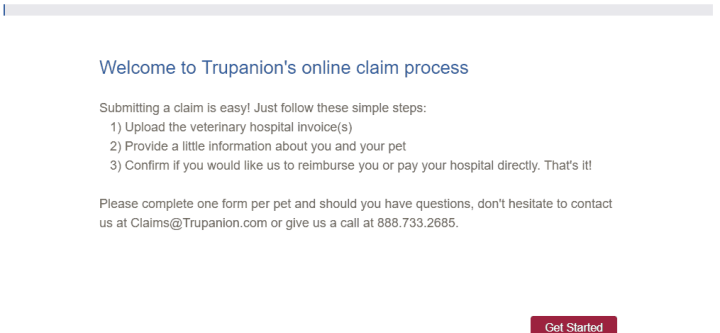 Instructions for submitting claims with Trupanion